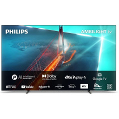 Philips 4K OLED Ambilight TV|OLED708|139 cm (55 Zoll)|4K|120Hz|P5 AI Perfect Picture Engine|HDR10+|Google Smart TV|Dolby Atmos|20W Lautsprecher|Ständer|Prime|Netflix|YouTube|Google Assistant|Alexa|