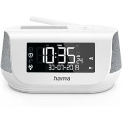 Hama Radiowecker mit Stereo-Digitalradio, Bluetooth, USB-Ladefunktion, DR36SBT (digitales Uhrenradio, 2 Weckzeiten, Wochenendfunktion, automat. Helligkeitsregulierung) DAB/DAB+ Weckradio Weiß