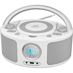 WISCENT Portable CD Radio (CD Player, Boom Boxes, FM Radio, USB, Headphone Jack, AUX-In), CD Player for Children and Adults
