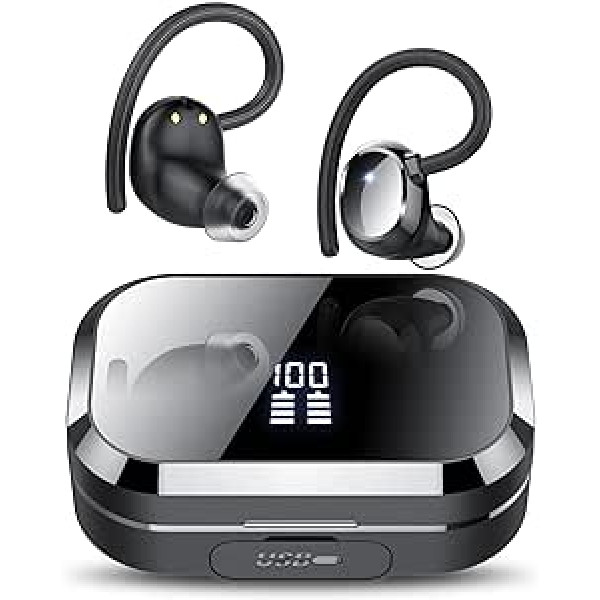 Bluetooth In-Ear Headphones, Wireless Bluetooth 5.3, 120 Hours Playtime with Charging Case, LED Display, Comfort Fit, IPX7 Waterproof Earphones, Deep Bass, Bluetooth Headphones Sport