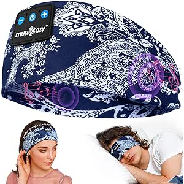 MUSICOZY Sleep Headphones Bluetooth, V5.3 Sleep Headphones Headband Sports Headphones Headband Headphones Sleeping Mask with Playtime 14+STD/HiFi Stereo Gift for Side Sleepers/Men/Women