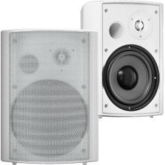 STUDIOFINIX 6.5 Inch 400 Watt Waterproof Outdoor Speaker Outdoor Speaker Bluetooth Wall Mount Speaker Waterproof Weatherproof for Patio Garage Home Outdoor (White)