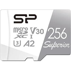 Silicon Power 256GB Superior Micro SDXC UHS-I (U3), V30 4K A2, Compatible with GoPro Hero 9 High Speed MicroSD Card with Adapter
