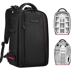 K&F Concept Camera Backpack Waterproof Camera Bag Camera Backpack with Laptop Compartment for Canon Sony Nikon Olympus SLR/DSLR Camera, Lens and Accessories, Large (Black)