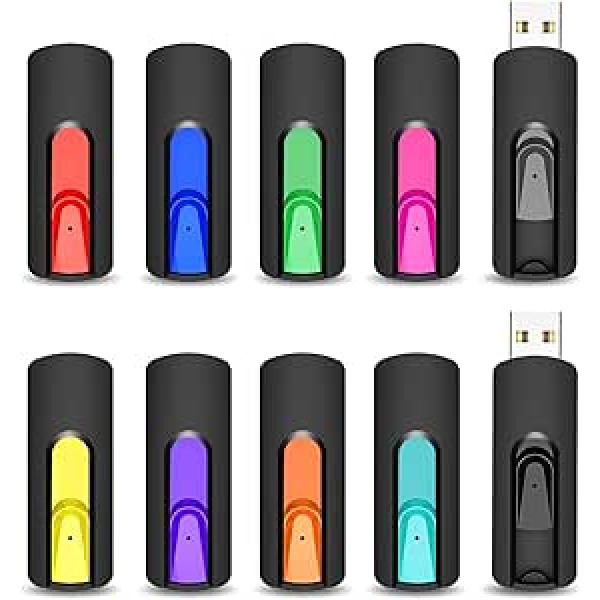 USB Stick 16GB 10-Piece Set, Vansuny USB Stick 16GB Pack of 10 Slide Retractable, USB 2.0 16GB Memory Stick Data Storage Backup for PC/Mac/Desktop/Laptop/Game Consoles (Multicoloured, Pack of 10)
