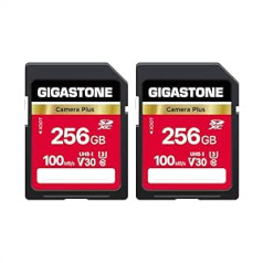 Gigastone Camera Plus 256GB SDXC Memory Card up to 100MB/s for Canon Sony Nikon Olympus Digital Cameras 4K UHD Video Recording UHS-I U3 V30 Class 10 with 2 Mini Cases