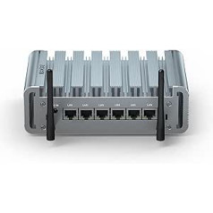 Fanless Mini PC 2.5Gbe 6 LAN Port Firewall Network Router Appliance i225 NICs Celeron J4125 8GB RAM 128GB SSD HD-MI COM USB Wifi Small Computer Auto Power On Windows 10 / Linux