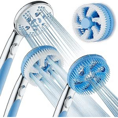 Hotel Spa AquaCare 4-in-1 Aquassage High Pressure Shower Head, Hand Shower, Hydro Body Brush & Hair Brush in One! With Two Brackets, Extra Long 1.8 m Stainless Steel Hose and Brush Head Holder