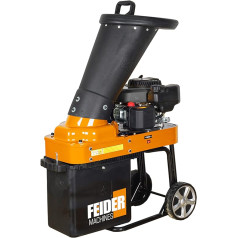 FEIDER FBT70-2 Garden Shredder Petrol with 4-stroke Motor - Ideal for Shredding Wood and Branches - Maximum Diameter 4.4 cm - Capacity Collection Container 30 L - Transport Wheels - Garden Tool