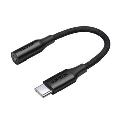 USB-C līdz 3,5 mm Mini Jack 10 cm austiņu adapteris - melns