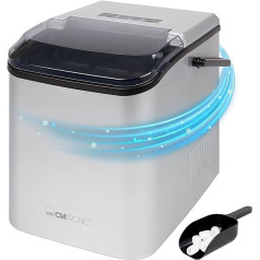 Clatronic EWB 3785 Ice Cube Machine, Ice Cube Machine, Self-Cleaning for Large and Small Cubes, 12 kg/24 h, Ice Maker, Small 1.5 Litre Water Tank, Ice Cube Maker