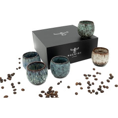 Pheniox Tibet Espresso Cups Set – 5 x 100 ml – High-Quality Porcelain Tea Cups – Espresso / Mocha – Without Handle – Dishwasher Safe Spice Cups – Gift in Modern Design