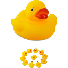 Relaxdays 120 x Bath Duck 5 cm Classic Squeaky Duck for Bath Tub Bath Toy for Big and Small Rubber Duck Yellow