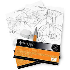 Ashton and Wright 5 x A3 Semi-Transparent 50gsm Paper Drawing Pad 60 Sheets