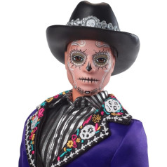 BARBIE Día De Muertos Ken - Collector's Doll with Soft Satin Suit, Skull Pattern, Calavera Face Paint, High Quality Packaging, Day of the Dead 2023, HJX15
