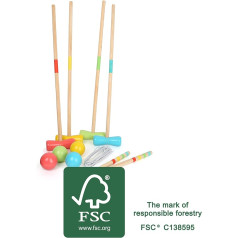 small foot 12033 Wooden Croquet Active FSC 100% Certified for the Garden, for All Ages from 3 Years