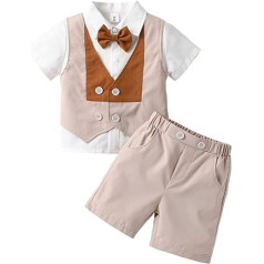 Kids Clothing for Formal Toddler Baby Boy's Summer Gentleman Clothes Set Tops With Bow Ties And Elastic Shorts Sundress Outifit