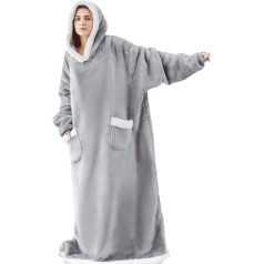 iyoimono Hoodie Blanket for Women Men Flannel Fleece Oversized Soft Pullover Sweatshirt Cuddly Blanket Fluffy Sherpa TV Blanket with Sleeves Oversized Hooded Pullover Portable Full Body Blanket