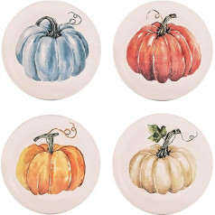 Bico Pumpkin Fest Ceramic Salad Plates 22 cm Set of 4 Salad, Appetizer, Microwave and Dishwasher Safe