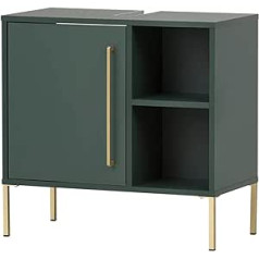 Schildmeyer Kent Vanity Unit Wood Composite Forest Green/Gold, 65.3 x 33.1 x 63.3 cm