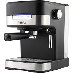 Petra PT4623VDEEU7 Pro Barista Coffee Machine, 1.5 Litres, Portafilter Machine, Espresso Machines, Milk Frother, Italian 15 Bar, for 1 or 2 Cups, Single/Double Shot, Cappuccino, 850 W, BPA-Free