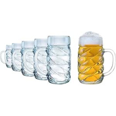 Stölzle Oberglas Lausitz 5210052 Diamond Clear Beer Mug from the Kaiser Collection, Capacity: 500 ml, Set of 6, Dishwasher Safe, Height: 13.4 cm, Outer Diameter: 9.5 cm