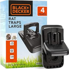 BLACK+DECKER Mouse Trap & Rat Trap - Indoor and Outdoor Use Instantly Kills Rat Traps - Rodent Snap Trap Durable, Touch-Free and Reusable - Pack of 4