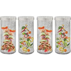 Rolling Grill Basket, Stainless Steel Oven Rotisserie Portable Round Grill Grid Camping BBQ Grill Holder Rack for Vegetables, Fish, Meat, Grill Cooking Accessories, 4 Pieces - 30 cm