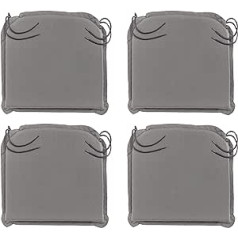 Traumnacht Komfort Set of 4 Chair Cushions Outdoor Anthracite with Removable Cover with Corner Straps 44 x 47 x 6 cm Produced according to German Quality Standard