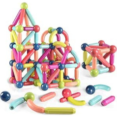 Cuplu 64 Pieces Improved Magnetic Building Blocks STEM Creativity Education Magnetic Building Set Toy, Magnetic Embroidery Toy from 3 Years