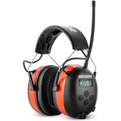 HOCAZOR HP033 Hearing Protection with Bluetooth 5.3, FM/AM Radio Earmuffs, Built-in Microphone and Noise Reduction SNR31dB/NRR25dB, orange