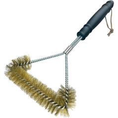 Nutabevr 12 Inch Grill Brush Three-Sided, Grill Cleaner Brush with Brass Bristles Made of Stainless Steel, Grill Cleaning Brush with Triple Brush Head, for Grill Grate, Gas Grill, Charcoal Grill, Cast