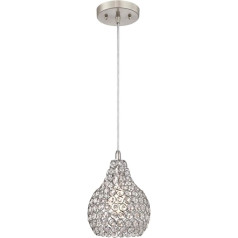 Westinghouse Lighting 61037 Single Flame Indoor Pendant Light in Brushed Nickel Finish with Crystal Prisms