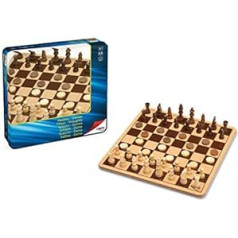 Cayro Wooden Chess and Draughts Metal Box - Observation and Logic Game - Development of Cognitive Skills - Improved Multiple Intelligence - High Quality Traditional Game
