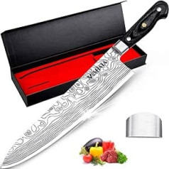 MOSFiATA Chef's Knife Super Sharp Professional Kitchen Knife 10 Inch Cake Knife Meat Knife German Stainless Steel EN.4116 with Finger Guard in Gift Box with Micarta Handle