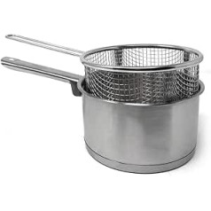 MGE - Casserole with Frying Basket - Saucepan - Saucepan - Butter Pan - Frying Head - Suitable for Induction Cookers - Stainless Steel - Diameter 16 cm