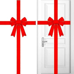 KAHEIGN Christmas Bow for Cupboard Door, Large Red Bow Christmas Cabinet Bows, Christmas Tree Bow, Christmas Wreath Bow for Christmas Tree, Fireplace, Front Door Decoration