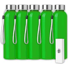 ShyaWorld 500ml Clear Glass Drawstring Bottle - Stainless Steel Threaded Stopper - Single Boxes Per Bottle
