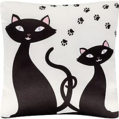 VON LILIENFELD Black Cat Kitten Decorative Cushion 40 x 40 cm Sofa Cushion Decorative Home Living Room Cushion Cover with Filling Printed on Both Sides