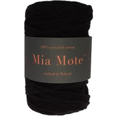 Mia Mote Classic Line Natural Cotton Cord Macramé 100% Recycled Cotton Yarn DIY Macrame Curtain Weaving Crochet Embellishments Diameter 5 mm Length 200 m Number of Fibres 80 Black