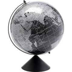 Kare Design Decorative Object Globe Top, Black, Grey, Globe, Stainless Steel Frame, Handmade, Diameter 30 cm, 40 x 30 x 30 cm (H x W x D)