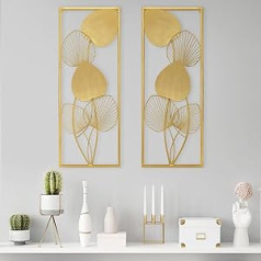 Pack of 2 Metal Leaves Wall Decoration, Minimalist Wall Decoration Art, Home Wall Art Decoration, Suitable for Bedroom, Living Room, Office, Modern Decoration, Photo Props