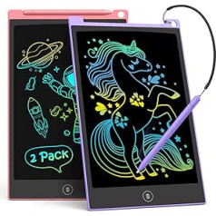 Tecjoe 2-Pack LCD Writing Tablet, 10 Inch Colourful Doodle Board for Kids, Electronic Drawing Tablet Drawing Pads, Gifts for 3-6 Year Olds (Pink and Purple)