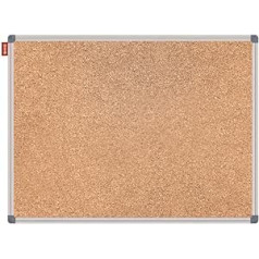 Memobe Cork Board - Notice Board with Aluminium Frame - Cork Notice Board - Cork Board Cork Wall DIY for Photo Hanging, Notes, Office - Natural Cork Surface - 80 x 60 cm