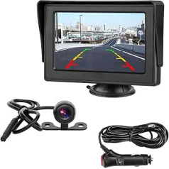 Jansite Reversing Camera with Monitor 4.3 Inch Reversing Camera IP68 Waterproof Night Vision Kit Parking Aid System