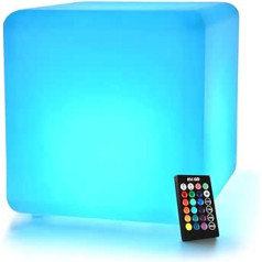 MR.GO 30 cm LED Light Cube with Remote Control, Colour Changing, 16 Colours and 8 Brightness Dimmable, Waterproof, Cube, Seat Cube, Night Light for Home and Outdoor Use