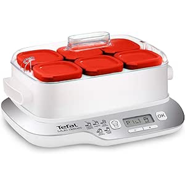 Tefal YG660132 Multidelices Express Yoghurt Maker, Steel, Red, White