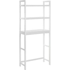 SONGMICS BTS01WT Toilet Shelf, Bathroom Shelf, 3 Tier Bamboo Bathroom Shelf, Adjustable Multi-functional Static Load Capacity 15 kg Per Tier, Easy Assembly, White