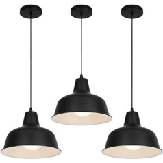 VONCI Black Industrial Diameter 25 cm Pendant Light Vintage Metal Pendant Light 1 Light E27 Domed Barn Lampshade Pendant Lamp for Barn Kitchen Island Dining Room Living Room Restaurant Bar Entrance