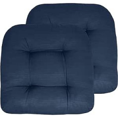 Sweet Home Collection 2 Pack (1 Piece) Outdoor Patio Cushion - Comfortable Thick Fibrefill Tufted Cushion - Navy Blue - 19